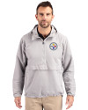 Pittsburgh Steelers Cutter & Buck Charter Eco Recycled Mens Anorak Jacket Polished Medium Gray Front Thumbnail Image