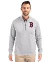 Boston Red Sox Cutter & Buck Adapt Eco Knit Heather Mens Quarter Zip Pullover Polished Heather Front Thumbnail Image
