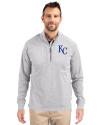Kansas City Royals Cutter & Buck Adapt Eco Knit Heather Mens Quarter Zip Pullover Polished Heather Front Thumbnail Image