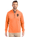 San Francisco Giants Cutter & Buck Adapt Eco Knit Heather Mens Quarter Zip Pullover College Orange Heather Front Thumbnail Image