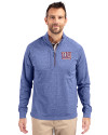 New York Giants Cutter & Buck Adapt Eco Knit Heather Mens Quarter Zip Pullover Tour Blue Heather Front Thumbnail Image