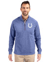 Indianapolis Colts Cutter & Buck Adapt Eco Knit Heather Mens Quarter Zip Pullover Tour Blue Heather Front Thumbnail Image