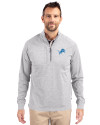 View image 4: Detroit Lions Cutter & Buck Adapt Recycled Soft Knit Stretch Mens Heathered Quarter Zip Pullover  Polished Heather Front