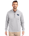 Tennessee Titans Cutter & Buck Adapt Eco Knit Heather Mens Quarter Zip Pullover Polished Heather Front Thumbnail Image