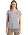 View image 7: Pittsburgh Pirates Cutter & Buck Forge Recycled Four-Way Stretch Heathered Womens Blade Top Polished Heather Front
