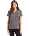 View image 7: Cincinnati Reds Cutter & Buck Forge Recycled Four-Way Stretch Heathered Womens Blade Top Dark Black Heather Front