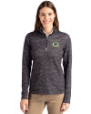Green Bay Packers Cutter & Buck Traverse Stretch Eco Camo Print Quarter Zip Womens Pullover Black Front Thumbnail Image