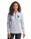 Los Angeles Dodgers Cutter & Buck Traverse Stretch Eco Camo Print Quarter Zip Womens Pullover Charcoal Front Thumbnail Image