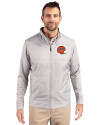 Cincinnati Bengals Historic Cutter & Buck Stealth Hybrid Quilted Mens Full Zip Windbreaker Jacket Polished Medium Gray Front Thumbnail Image