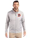 Denver Broncos Historic Cutter & Buck Stealth Hybrid Quilted Mens Full Zip Windbreaker Jacket Polished Medium Gray Front Thumbnail Image