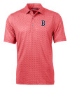 Boston Red Sox Cutter & Buck Pike Banner Print Stretch Mens Big & Tall Polo Cardinal Red Mannequin Thumbnail Image