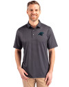 Carolina Panthers Cutter & Buck Pike Banner Print Stretch Mens Big & Tall Polo Black Front Thumbnail Image