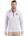 Green Bay Packers Historic Cutter & Buck Traverse Recycled Smooth Stretch Mens Camo Quarter Zip Pullover Charcoal Front Thumbnail Image