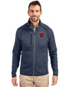 Chicago Bears Historic Cutter & Buck Mainsail Sweater-Knit Mens Full Zip Jacket Liberty Navy Heather Front Thumbnail Image