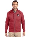 Arkansas Razorbacks College Vault Cutter & Buck Mainsail Sweater-Knit Mens Full Zip Jacket Cardinal Red Heather Front Thumbnail Image