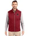 Alabama Crimson Tide College Vault Cutter & Buck Mainsail Sweater-Knit Mens Full Zip Vest Cardinal Red Heather Front Thumbnail Image