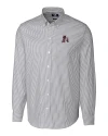 Arkansas Razorbacks College Vault Cutter & Buck Stretch Oxford Stripe Mens Long Sleeve Dress Shirt Charcoal Mannequin Thumbnail Image