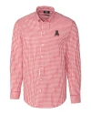 View image 1: Alabama Crimson Tide College Vault Cutter & Buck Easy Care Stretch Gingham Mens Long Sleeve Button Down Shirt Cardinal Red Mannequin