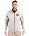 Arkansas Razorbacks College Vault Cutter & Buck Adapt Eco Knit Hybrid Recycled Mens Full Zip Jacket Polished Medium Gray Front Thumbnail Image