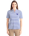 Air Force Falcons Cutter & Buck Virtue Eco Pique Stripe Recycled Womens Top Tour Blue Front Thumbnail Image