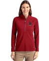 Alabama Crimson Tide College Vault Cutter & Buck Adapt Eco Knit Stretch Recycled Womens Half Zip Pullover Cardinal Red Front Thumbnail Image