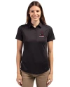 Alabama Crimson Tide College Vault Cutter & Buck Prospect Eco Textured Stretch Recycled Womens Short Sleeve Polo Black Front Thumbnail Image