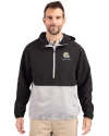 View image 4: Albany State University Golden Rams Cutter & Buck Charter Recycled Packable Mens Half Zip Anorak Jacket Black/Polished Front