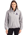 Arizona Wildcats Cutter & Buck Charter Eco Recycled Womens Full-Zip Jacket Polished Medium Gray Front Thumbnail Image