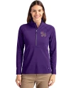 Clemson Tigers College Vault Cutter & Buck Adapt Eco Knit Stretch Recycled Womens Half Zip Pullover College Purple Front Thumbnail Image