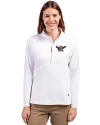 Auburn Tigers College Vault Cutter & Buck Adapt Eco Knit Stretch Recycled Womens Half Zip Pullover White Front Thumbnail Image