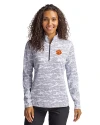 View image 4: Clemson Tigers Cutter & Buck Traverse Recycled Smooth Stretch Womens Camo Quarter Zip Pullover Charcoal Front
