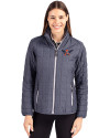 Auburn Tigers College Vault Cutter & Buck Rainier PrimaLoft®  Womens Eco Insulated Full Zip Puffer Jacket Anthracite Melange Front Thumbnail Image