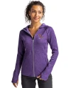 Clemson Tigers College Vault Cutter & Buck Mainsail Full Zip Hooded Womens Jacket College Purple Heather Front Thumbnail Image