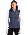 Auburn Tigers College Vault Cutter & Buck Mainsail Sweater Knit Womens Full Zip Vest Liberty Navy Heather Front Thumbnail Image