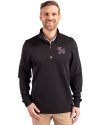 Clemson Tigers College Vault Cutter & Buck Traverse Stretch Eco Quarter Zip Mens Pullover Black Front Thumbnail Image