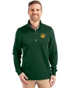 Baylor Sailor Bear College Vault Cutter & Buck Traverse Stretch Eco Quarter Zip Mens Pullover Hunter Green Front Thumbnail Image