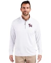 View image 19: Clemson Tigers College Vault Cutter & Buck Adapt Recycled Soft Knit Stretch  Mens Quarter Zip Pullover White Front