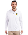 Baylor Sailor Bear College Vault Cutter & Buck Adapt Eco Knit Stretch Recycled Mens Quarter Zip Pullover White Front Thumbnail Image