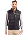 Clemson Tigers College Vault Cutter & Buck Rainier PrimaLoft® Mens Eco Insulated Full Zip Puffer Vest Black Front Thumbnail Image