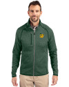 Baylor Sailor Bear College Vault Cutter & Buck Mainsail Sweater-Knit Mens Full Zip Jacket Hunter Heather Front Thumbnail Image