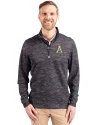 Appalachian State Mountaineers Cutter & Buck Traverse Stretch Eco Camo Print Quarter Zip Mens Big and Tall Pullover Black Front Thumbnail Image