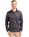 Baylor Sailor Bear College Vault Cutter & Buck Traverse Stretch Eco Camo Print Quarter Zip Mens Big and Tall Pullover Black Front Thumbnail Image