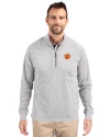 Clemson Tigers Cutter & Buck Adapt Eco Knit Heather Mens Quarter Zip Pullover Polished Heather Front Thumbnail Image