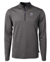 Northwestern Wildcats Cutter & Buck Virtue Eco Pique Micro Stripe Recycled Mens Big & Tall Quarter Zip Black/Elemental Grey Mannequin Thumbnail Image