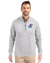Kansas Jayhawks Cutter & Buck Adapt Eco Knit Heather Mens Big & Tall Quarter Zip Pullover Polished Heather Front Thumbnail Image