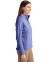 Kansas Jayhawks Cutter & Buck Adapt Eco Knit Heather Recycled Womens Full Zip Tour Blue Heather Side Thumbnail Image