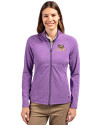 LSU Tigers Cutter & Buck Adapt Eco Knit Heather Recycled Womens Full Zip College Purple Heather Front Thumbnail Image