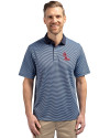Ole Miss Rebels Cutter & Buck Virtue Eco Pique Micro Stripe Recycled Mens Big & Tall Polo Atlas/Navy Blue Front Thumbnail Image