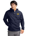 Michigan Wolverines Cutter & Buck Charter Eco Recycled Mens Anorak Jacket Navy Blue Front Thumbnail Image