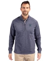 Villanova Wildcats Cutter & Buck Adapt Eco Knit Heather Mens Quarter Zip Pullover Navy Blue Heather Front Thumbnail Image